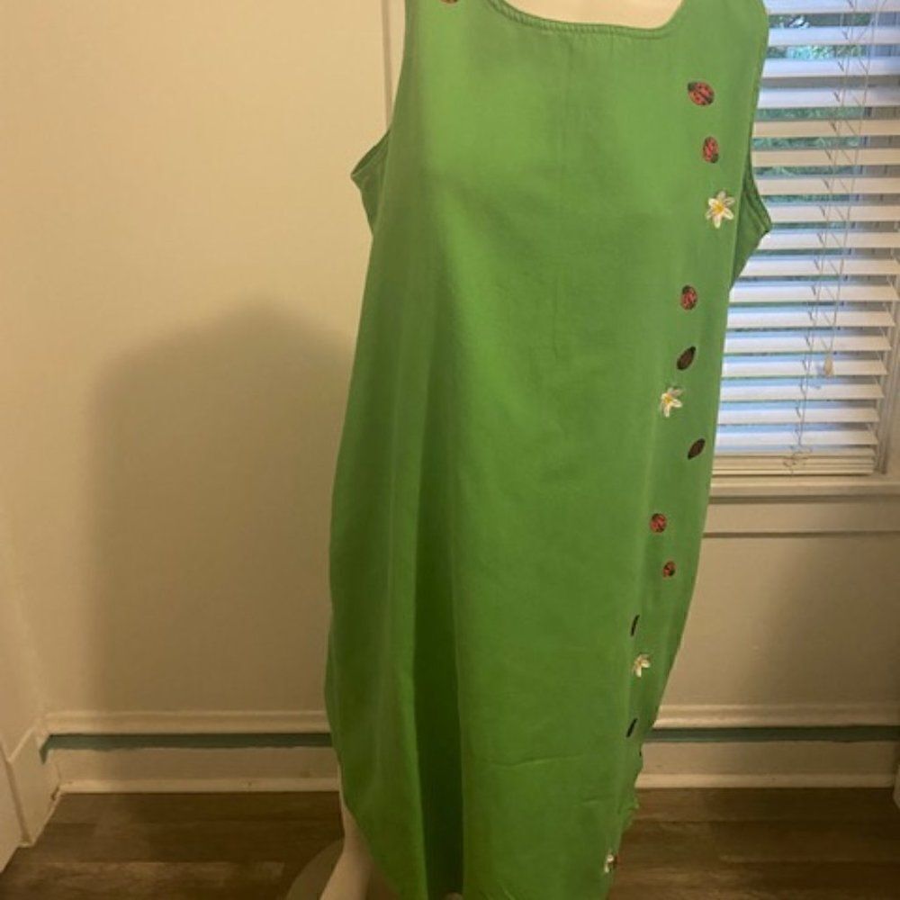 Mandal Bay Women Jumper Cottage Core Lady Bug Green, size L